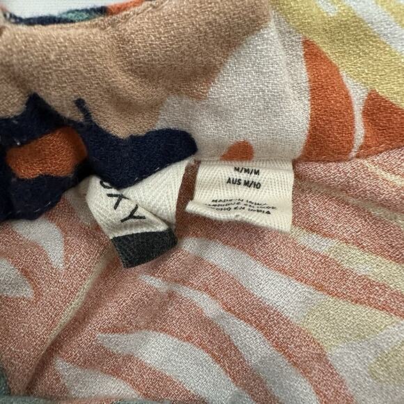 Roxy Womens Floral Midi Dress Size M Orange Blue Tropical Sheath Cover Up - Picture 5 of 9